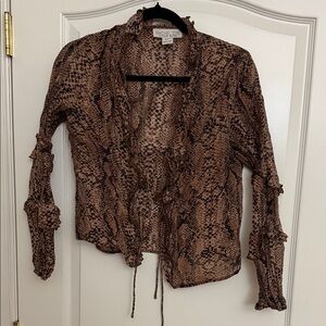 Rachel Zoe Brown Snake Print Top
